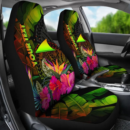 Tokelau Polynesian Personalised Car Seat Covers - Hibiscus and Banana Leaves