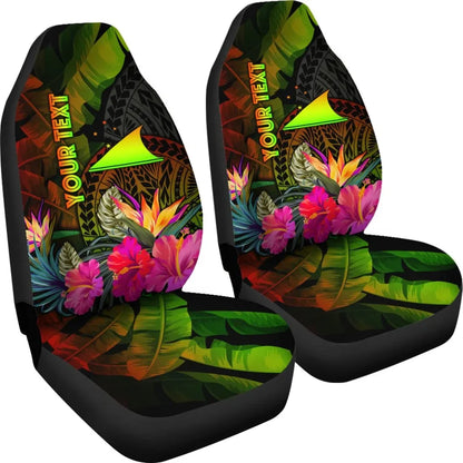 Tokelau Polynesian Personalised Car Seat Covers - Hibiscus and Banana Leaves