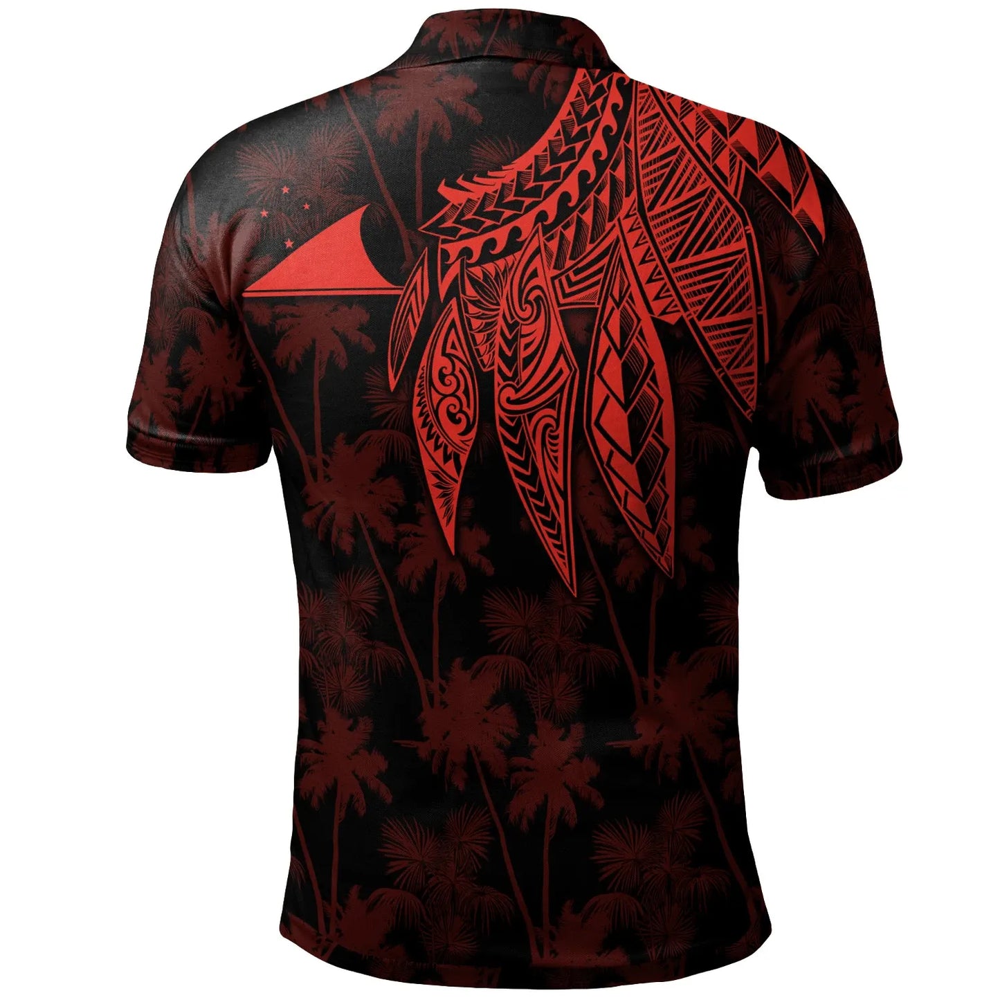 Tokelau Polynesian Personalised Polo - Polynesian Wings (Red)