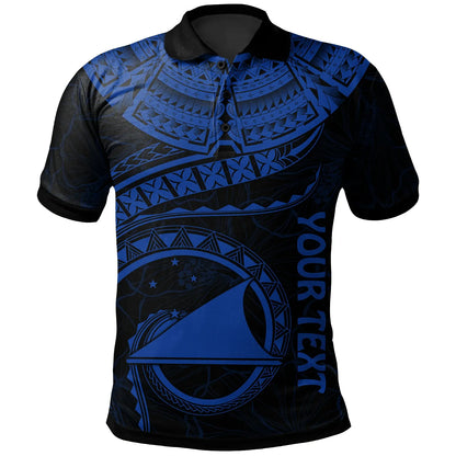 Tokelau Polynesian Personalised Polo Shirt - Tokelau Waves (Blue)