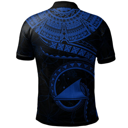 Tokelau Polynesian Personalised Polo Shirt - Tokelau Waves (Blue)