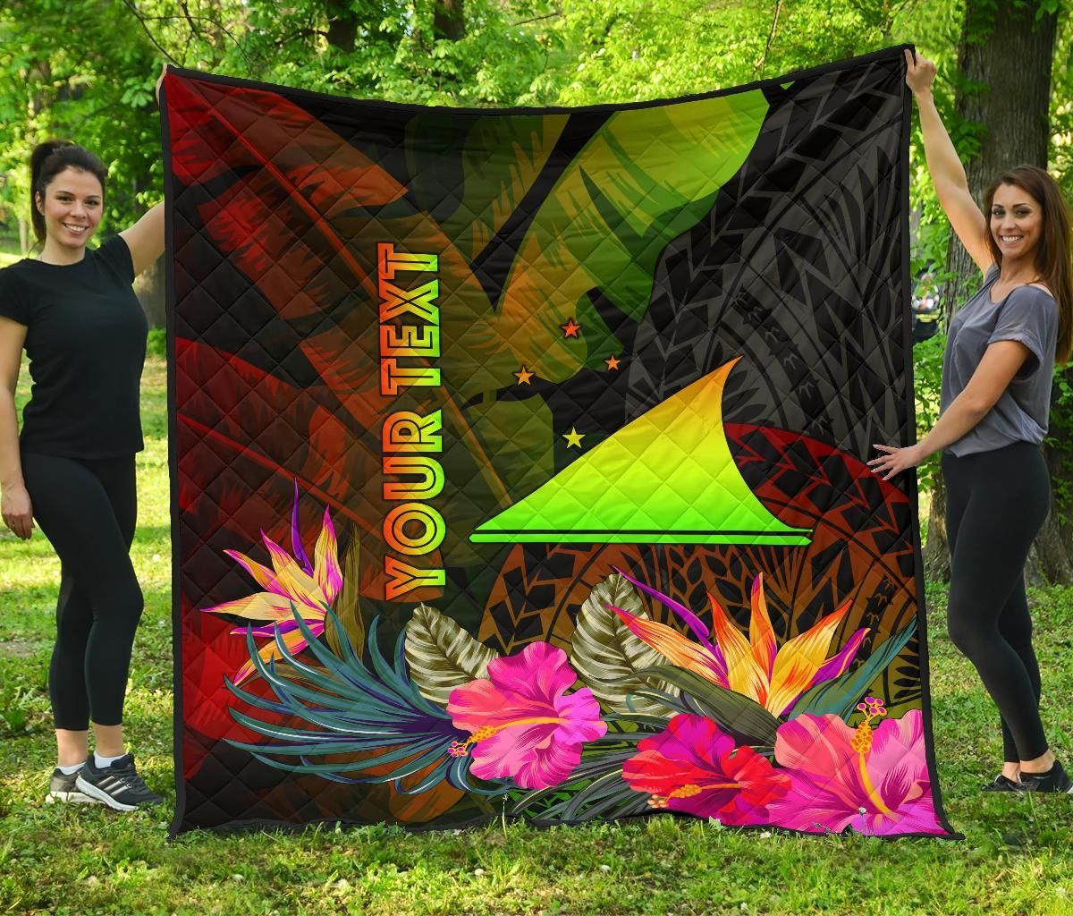 Tokelau Polynesian Personalised Premium quilt - Hibiscus and Banana Leaves