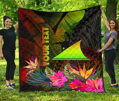 Tokelau Polynesian Personalised Premium quilt - Hibiscus and Banana Leaves