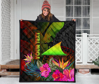 Tokelau Polynesian Personalised Premium quilt - Hibiscus and Banana Leaves