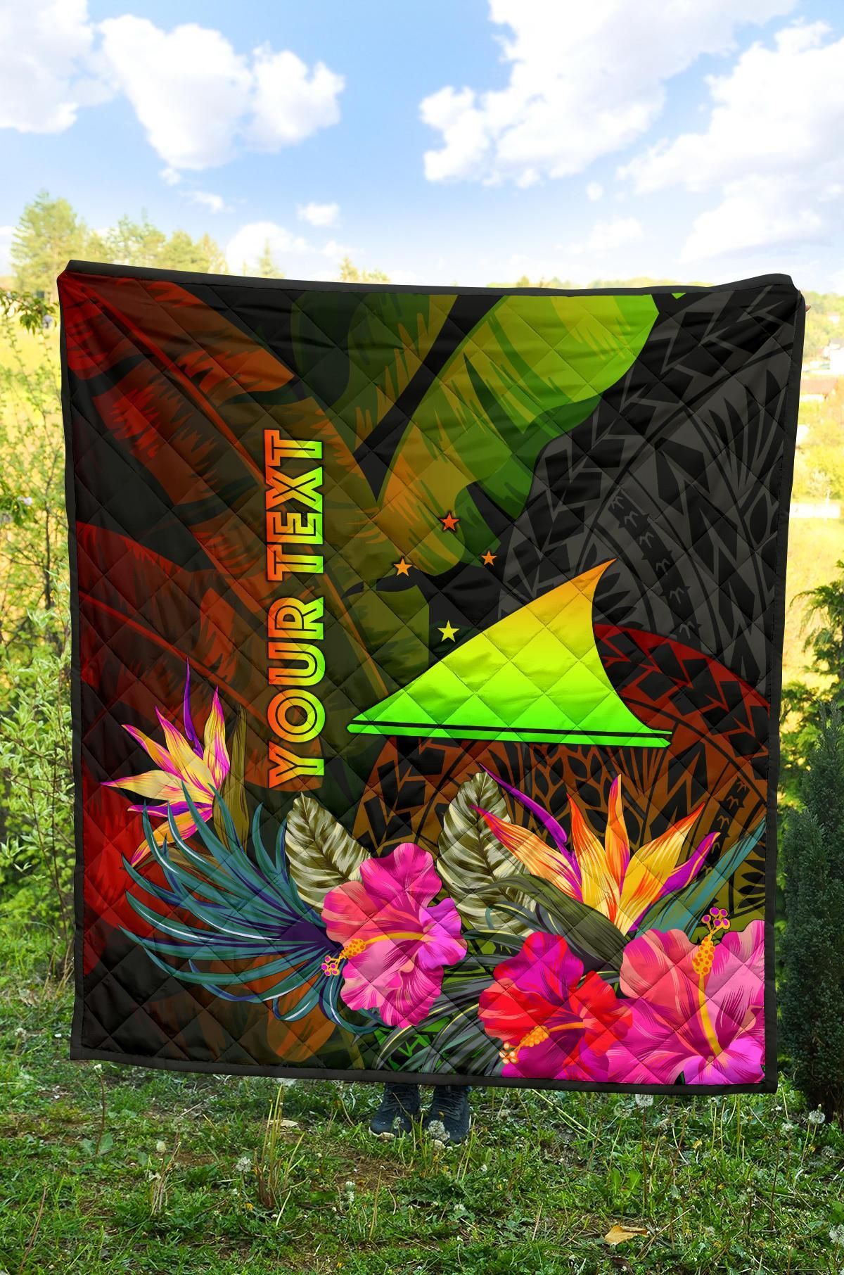 Tokelau Polynesian Personalised Premium quilt - Hibiscus and Banana Leaves