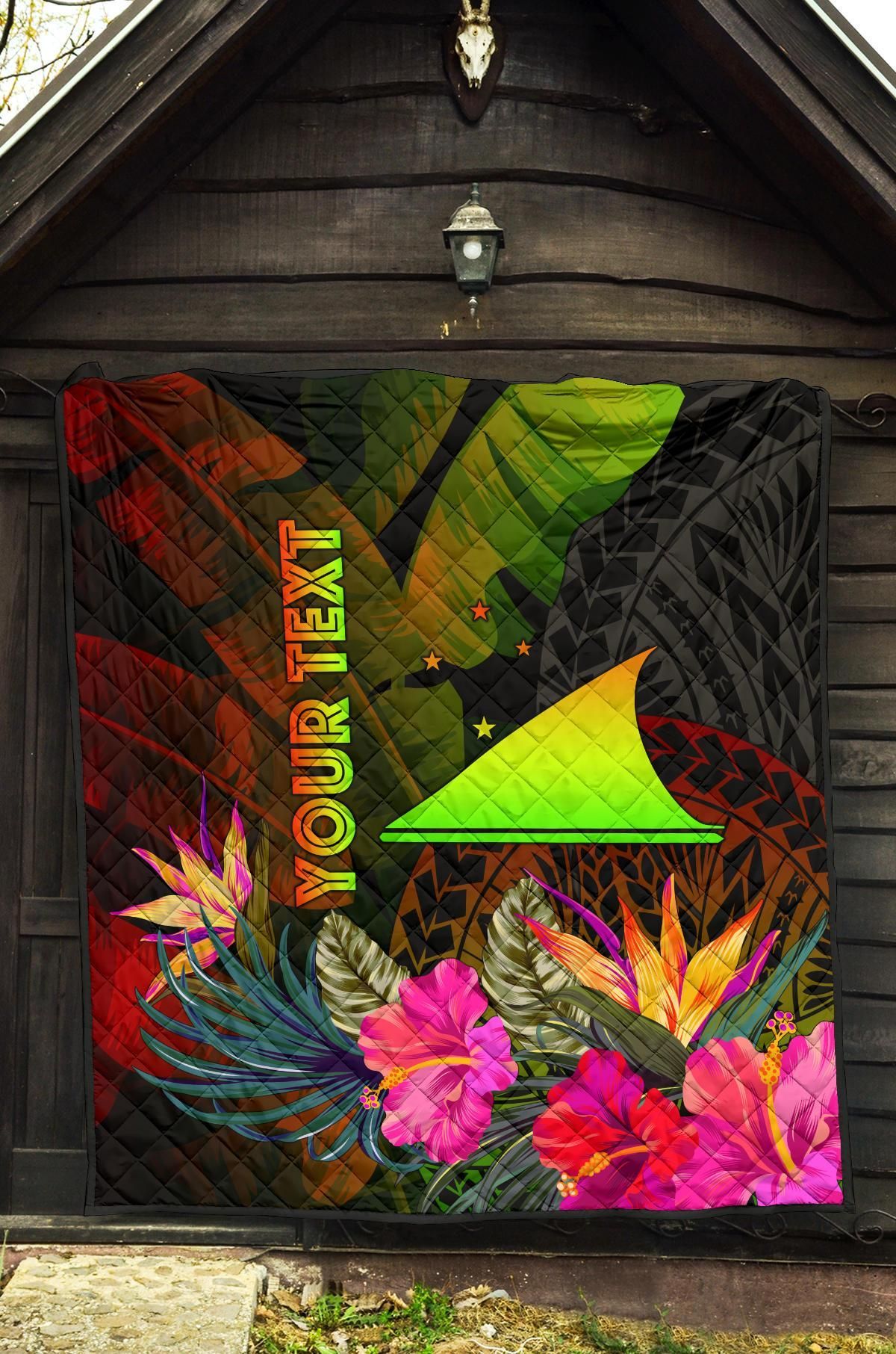Tokelau Polynesian Personalised Premium quilt - Hibiscus and Banana Leaves