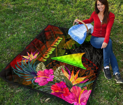 Tokelau Polynesian Personalised Premium quilt - Hibiscus and Banana Leaves