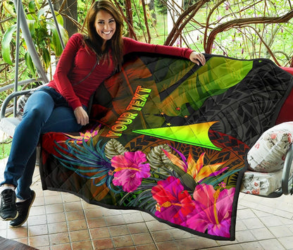 Tokelau Polynesian Personalised Premium quilt - Hibiscus and Banana Leaves