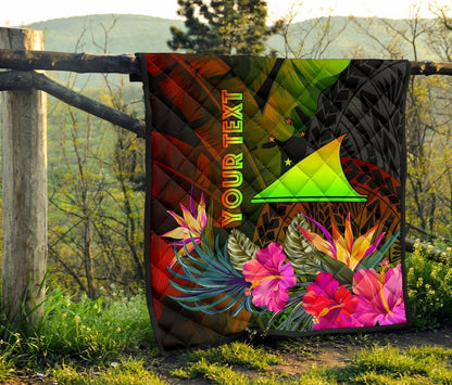 Tokelau Polynesian Personalised Premium quilt - Hibiscus and Banana Leaves
