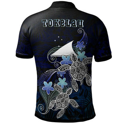 Tokelau Polynesian Polo Shirt - Blue Turtle Couple