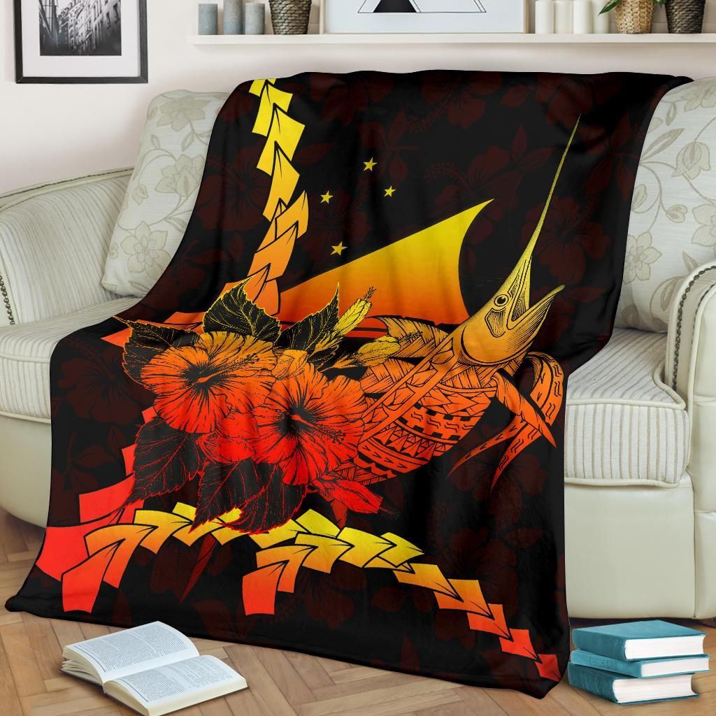 Tokelau Polynesian Premium Blanket - Swordfish With Hibiscus