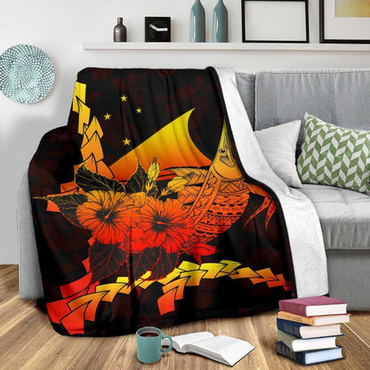 Tokelau Polynesian Premium Blanket - Swordfish With Hibiscus