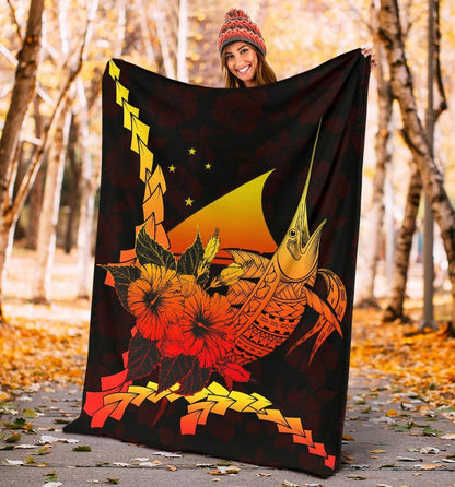 Tokelau Polynesian Premium Blanket - Swordfish With Hibiscus