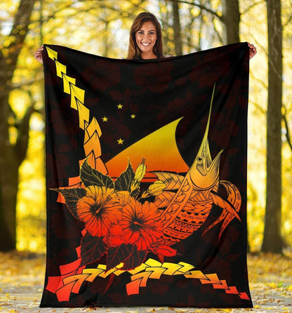 Tokelau Polynesian Premium Blanket - Swordfish With Hibiscus