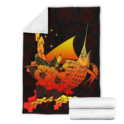 Tokelau Polynesian Premium Blanket - Swordfish With Hibiscus
