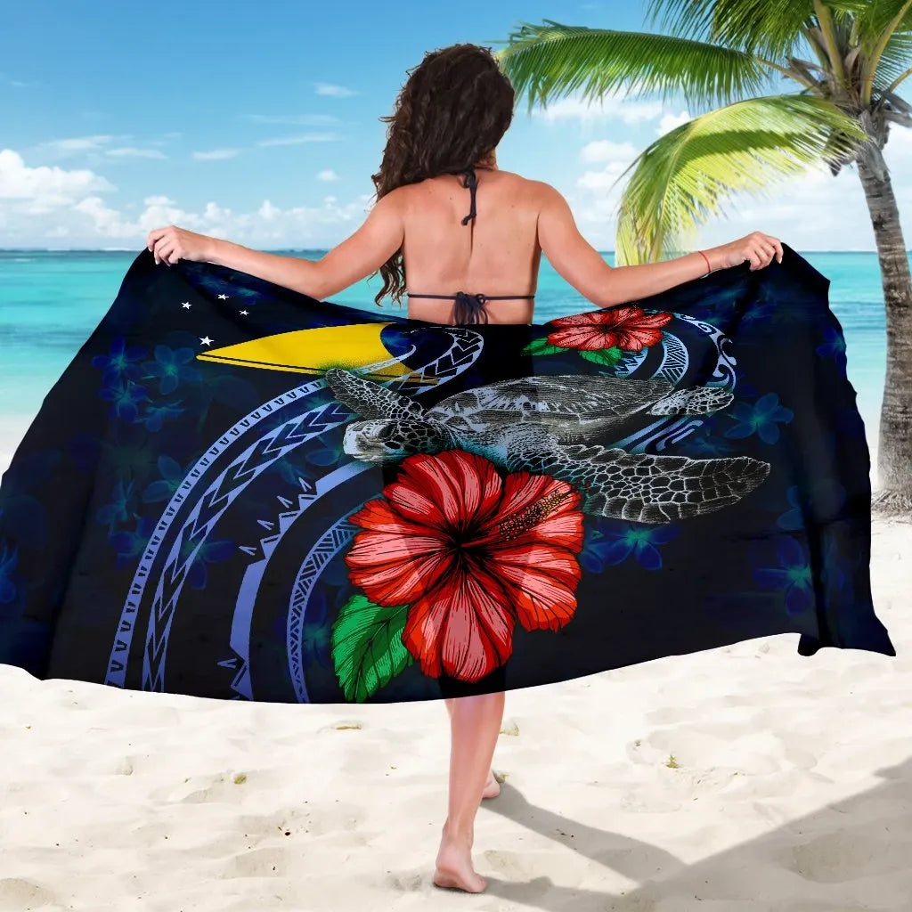 Tokelau Polynesian Sarong - Blue Turtle Hibiscus