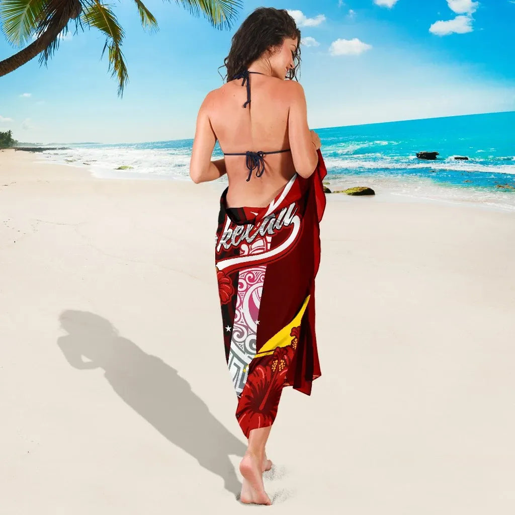 Tokelau Polynesian Sarong - Coat Of Arm With Hibiscus