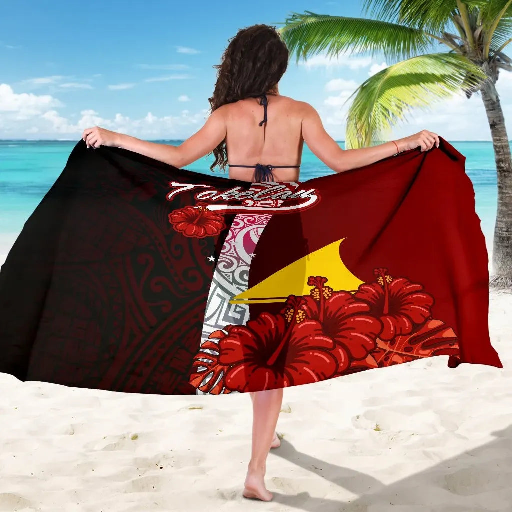 Tokelau Polynesian Sarong - Coat Of Arm With Hibiscus