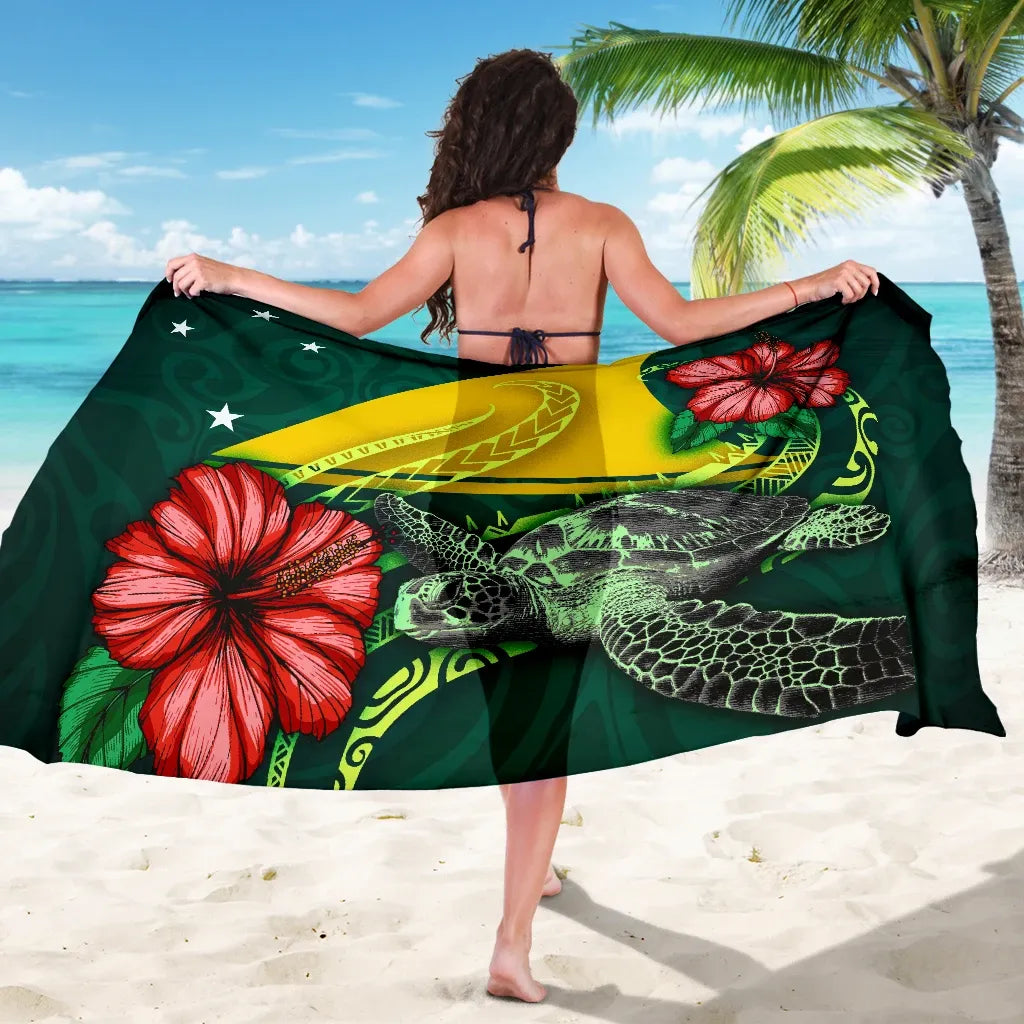 Tokelau Polynesian Sarong - Green Turtle Hibiscus