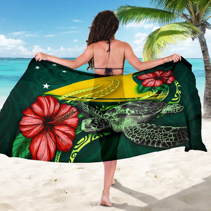 Tokelau Polynesian Sarong - Green Turtle Hibiscus