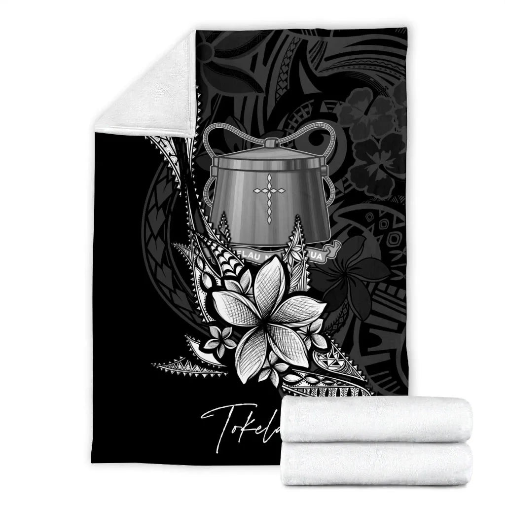 Tokelau Premium Blanket - Fish With Plumeria Flowers Style