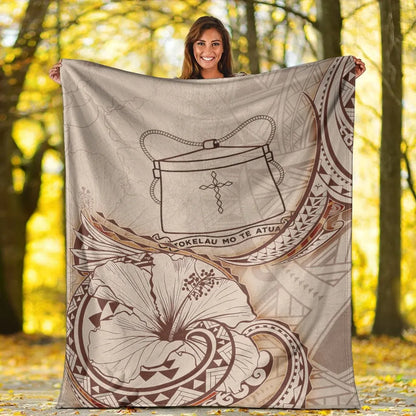 Tokelau Premium Blanket - Hibiscus Flowers Vintage Style