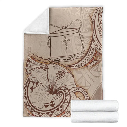 Tokelau Premium Blanket - Hibiscus Flowers Vintage Style