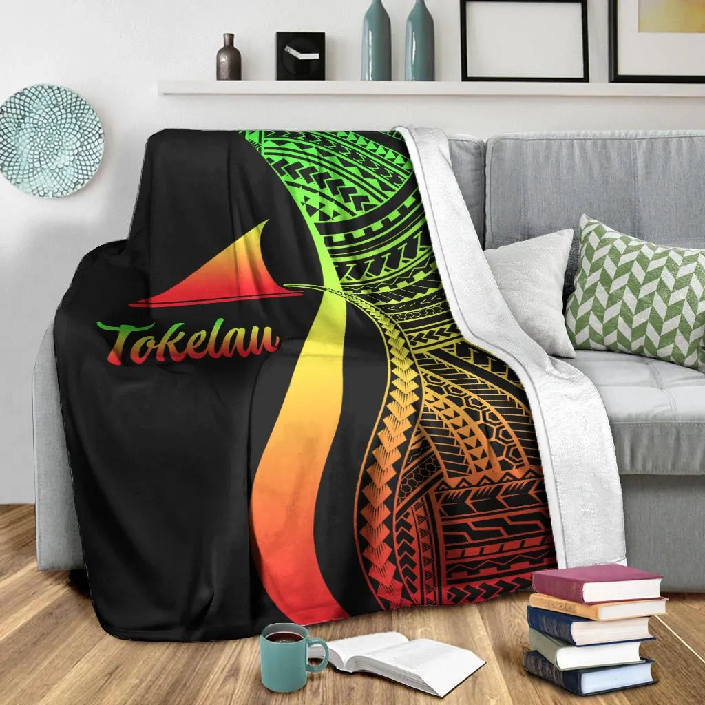 Tokelau Premium Blanket - Reggae Polynesian Tentacle Tribal Pattern