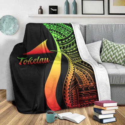 Tokelau Premium Blanket - Reggae Polynesian Tentacle Tribal Pattern