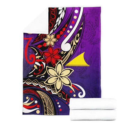 Tokelau Premium Blanket - Tribal Flower With Special Turtles Purple Color