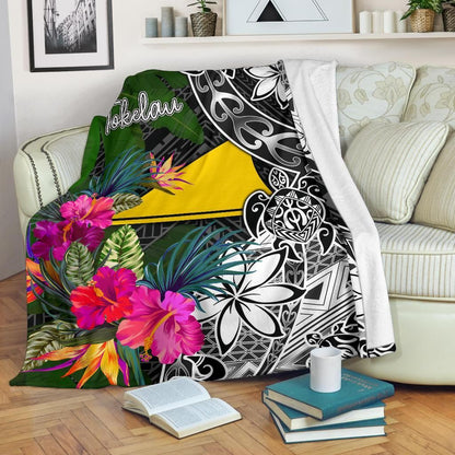 Tokelau Premium Blanket - Turtle Plumeria Banana Leaf