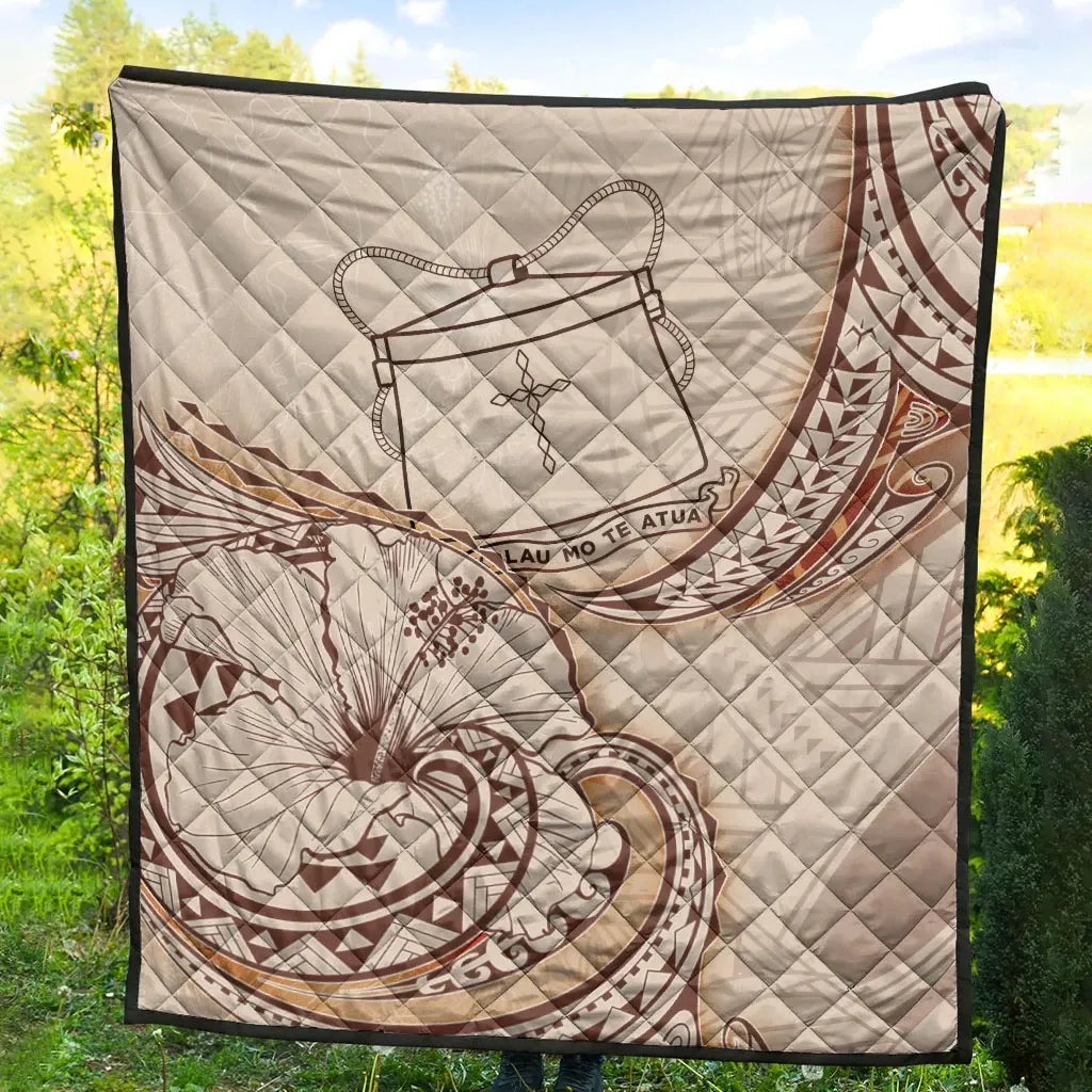 Tokelau Premium Quilt - Hibiscus Flowers Vintage Style