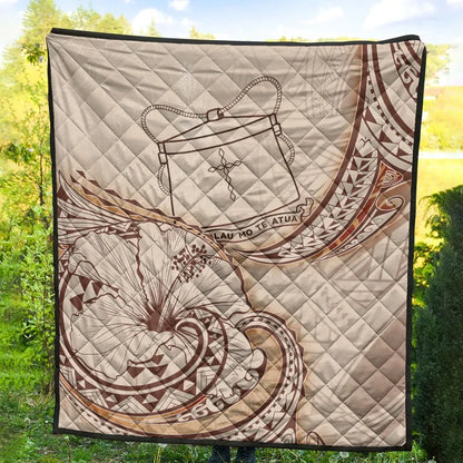 Tokelau Premium Quilt - Hibiscus Flowers Vintage Style