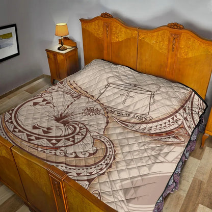 Tokelau Premium Quilt - Hibiscus Flowers Vintage Style