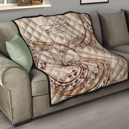 Tokelau Premium Quilt - Hibiscus Flowers Vintage Style