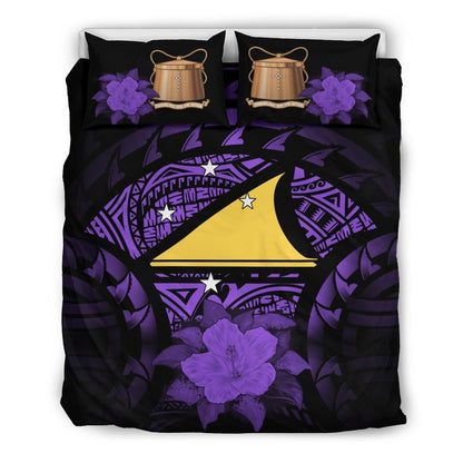 Tokelau Duvet Cover Set - Tokelau Flag & Purple Hibiscus