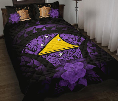 Tokelau Polynesian Quilt Bed Set Hibiscus Purple