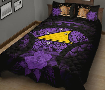 Tokelau Polynesian Quilt Bed Set Hibiscus Purple