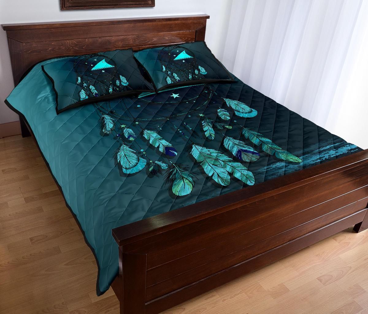 Tokelau Polynesian Quilt Bed Set Dreamcatcher Blue