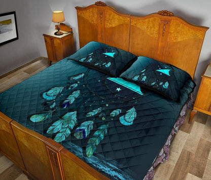 Tokelau Polynesian Quilt Bed Set Dreamcatcher Blue