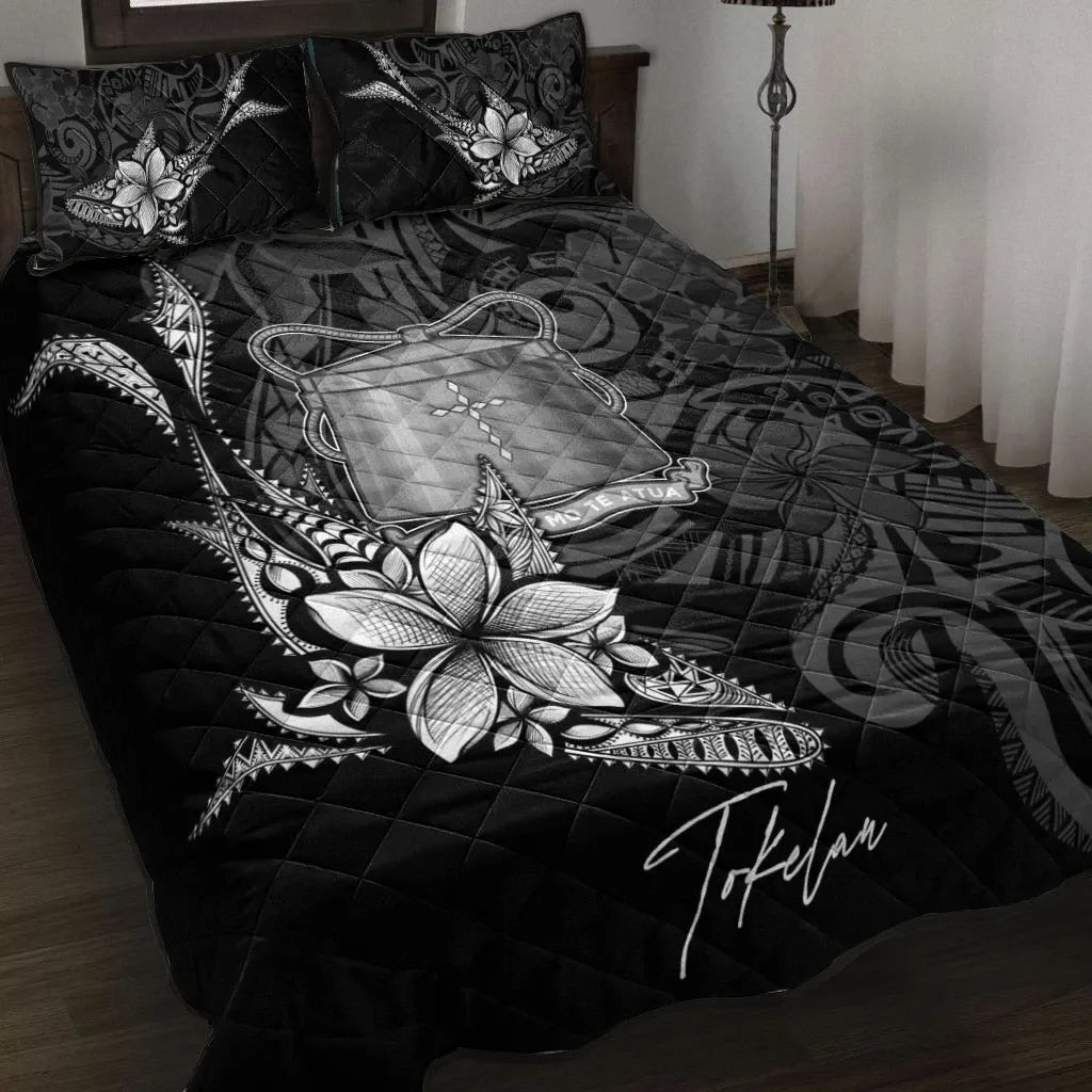 Tokelau Quilt Bed Set - Fish With Plumeria Flowers Style