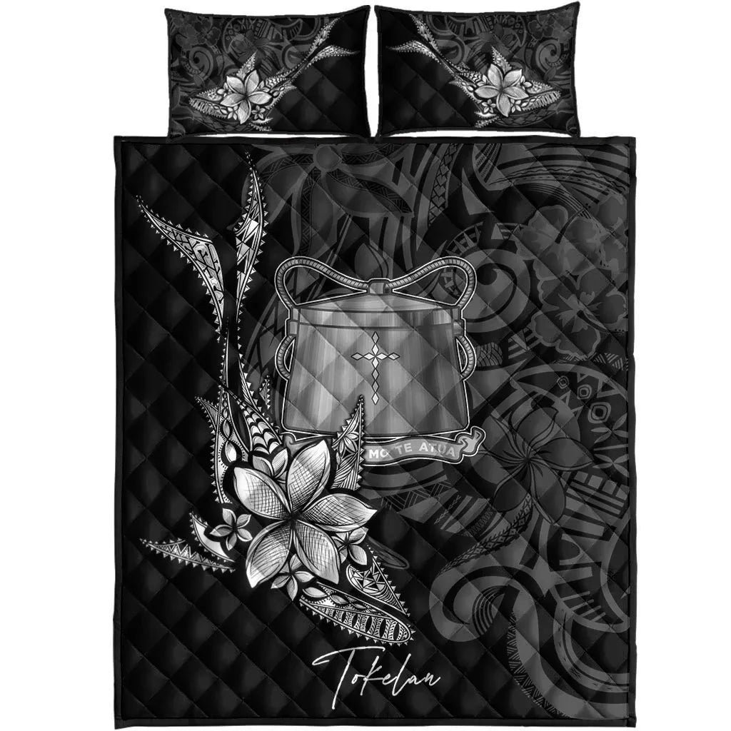 Tokelau Quilt Bed Set - Fish With Plumeria Flowers Style