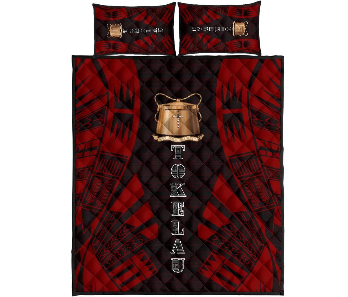 Tokelau Quilt Bed Set - Tokelau Coat Of Arms Red Tattoo Style
