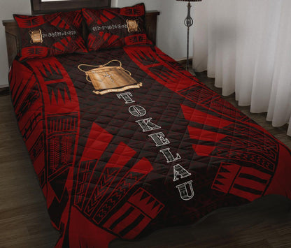 Tokelau Quilt Bed Set - Tokelau Coat Of Arms Red Tattoo Style