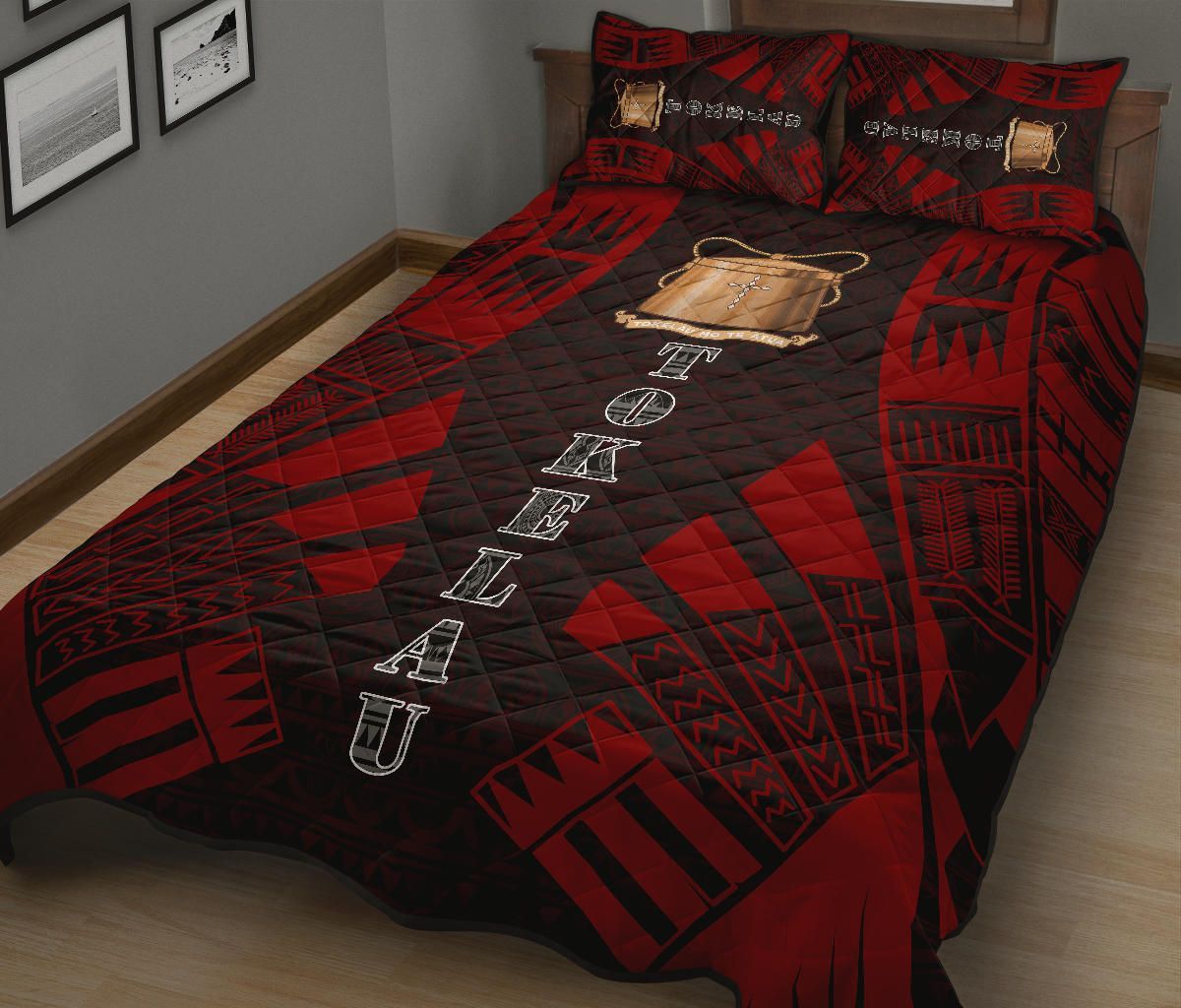 Tokelau Quilt Bed Set - Tokelau Coat Of Arms Red Tattoo Style