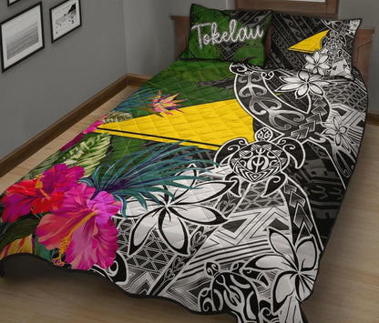 Tokelau Quilt Bed Set - Turtle Plumeria Banana Leaf
