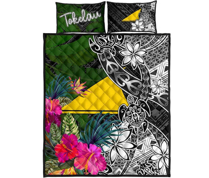 Tokelau Quilt Bed Set - Turtle Plumeria Banana Leaf