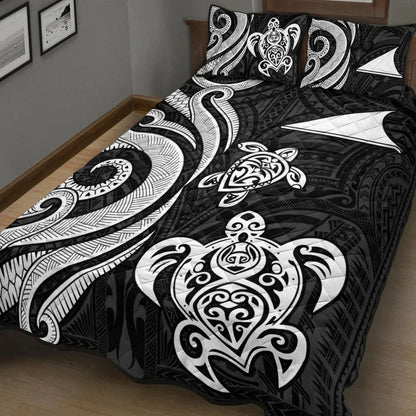 Tokelau Quilt Bed Set - White Tentacle Turtle