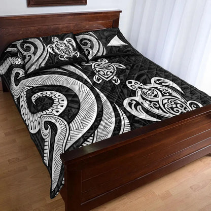 Tokelau Quilt Bed Set - White Tentacle Turtle