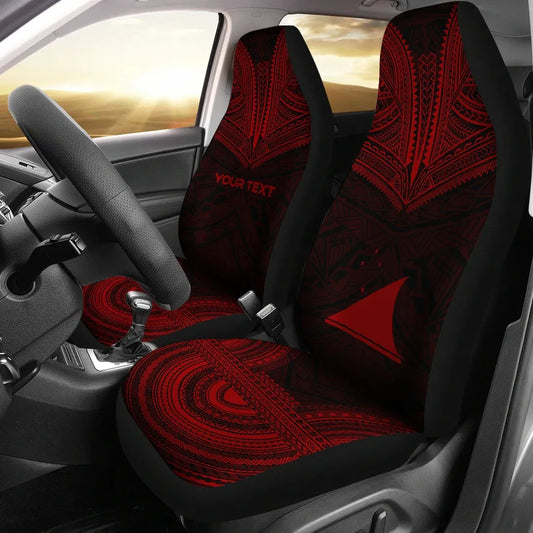 Tokelau Custom Personalised Car Seat Cover - Tokelau Flag Polynesian Chief Tattoo Red Version